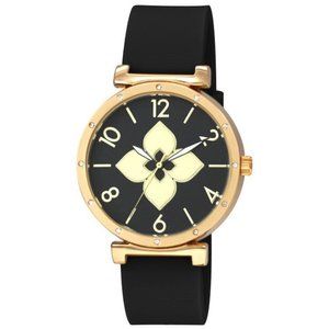40mm Montres Carlo Fashion Women Flower Black Leather Band Luxury Dress Watch